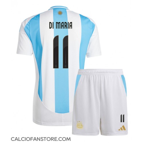 Maglia Calcio Argentina Angel Di Maria #11 Prima Divisa Bambino Copa America 2024 Manica Corta (+ pantaloncini)